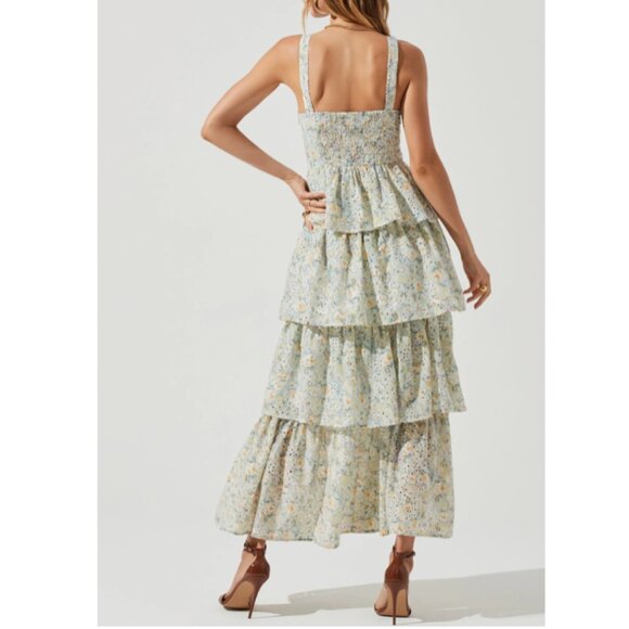 ASTR Midsummer Floral Tiered Maxi Dress Ruffle Boho Romantic Size L‎ NEW - Picture 3 of 12